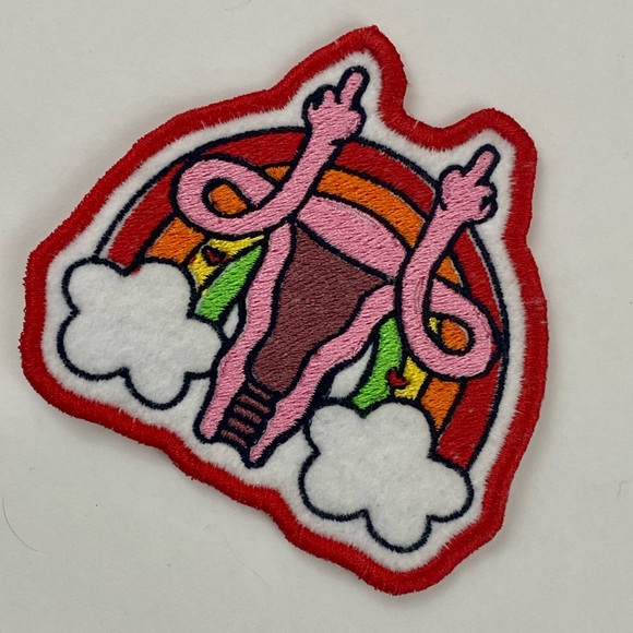Rainbow Uterus Iron-on or Sew-on Patch. Measures approx 3”x 4”. - Picture 2 of 6